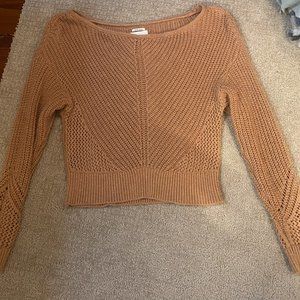 Abercrombie & Fitch Cable Knit Boat Neck Sweater - Ochre/Camel - Small